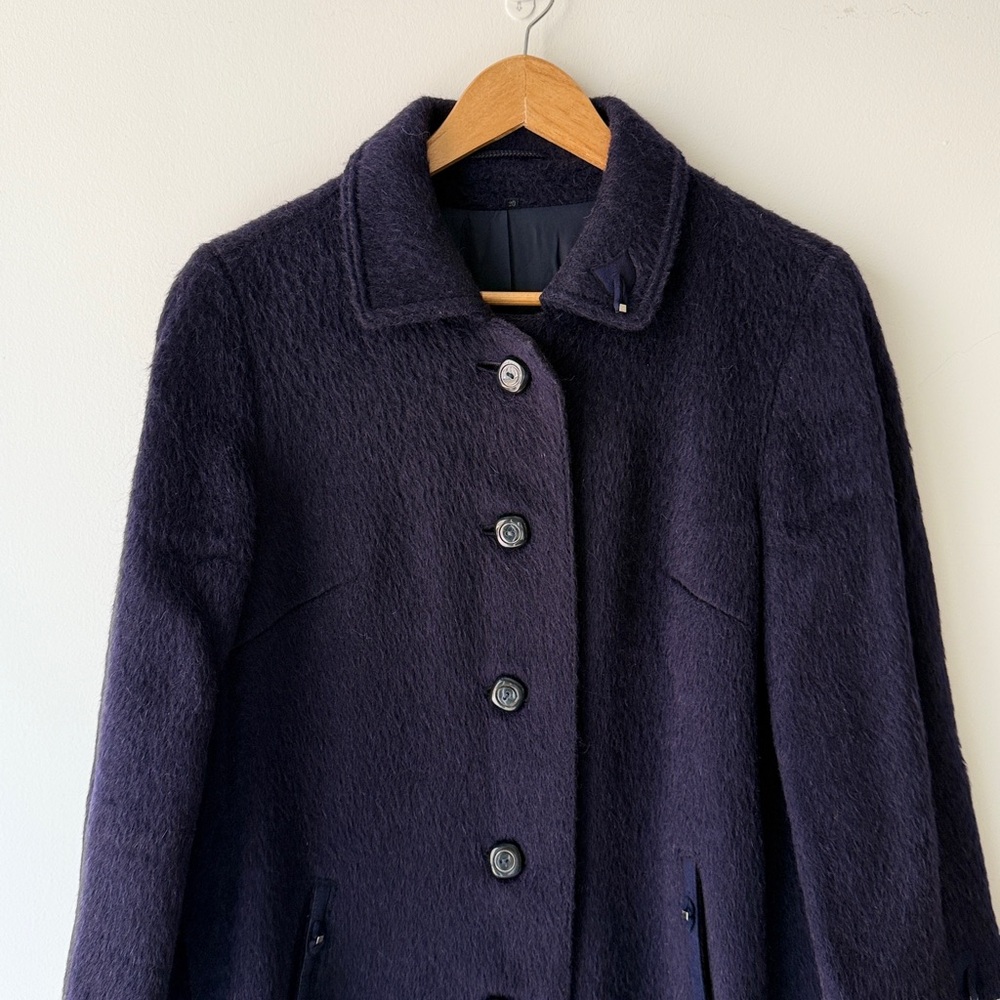 Vintage Navy Llama Mohair Wool Blend Coat